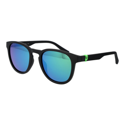 Police Men's Sunglasses – Black Full-Rim Frame, Green Mirrored Lenses