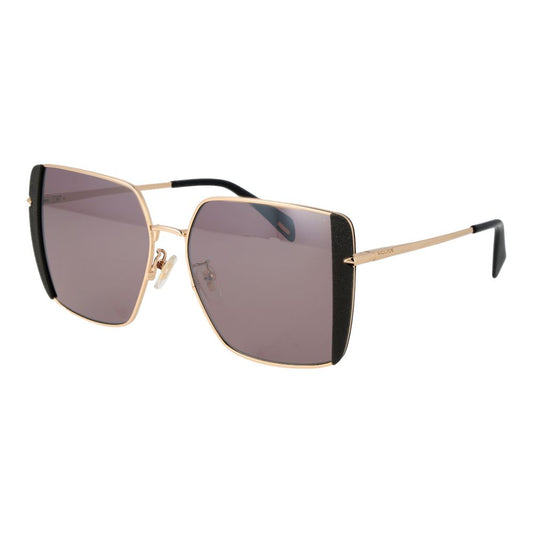 Police Women’s Sunglasses – Gold Square Frame, Mirrored Rose Lenses