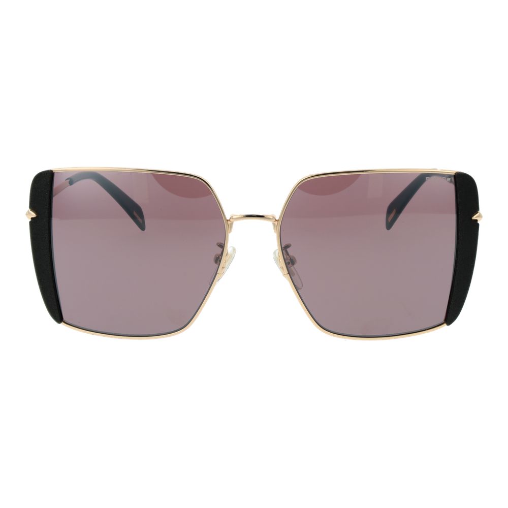 Police Women’s Sunglasses – Gold Square Frame, Mirrored Rose Lenses