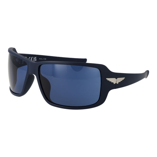 Police Men's Sunglasses – Blue Rectangle Frame, Blue Plastic Lenses