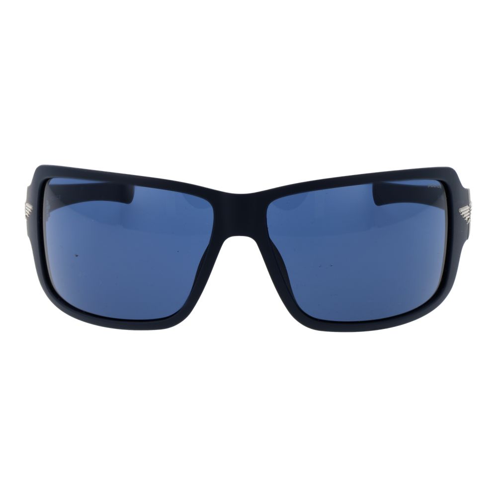 Police Men's Sunglasses – Blue Rectangle Frame, Blue Plastic Lenses