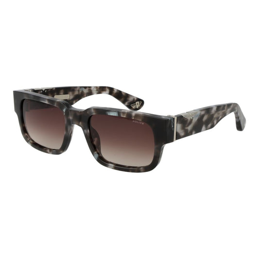 Police Unisex Sunglasses – Grey Full-Rim Frame, Brown Gradient Lenses