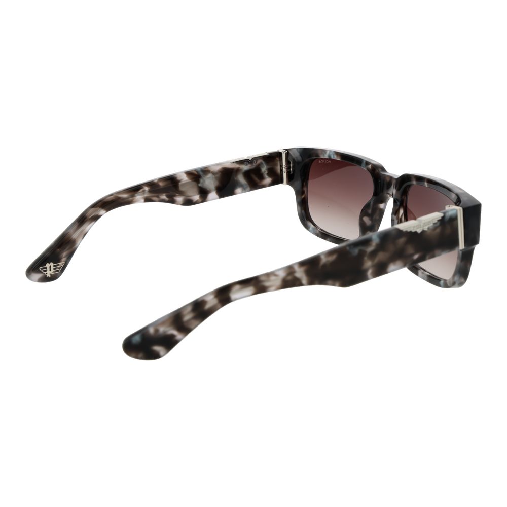 Police Unisex Sunglasses – Grey Full-Rim Frame, Brown Gradient Lenses