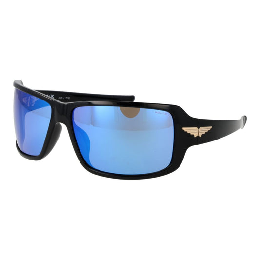 Police Men’s Sunglasses – Black Rectangle Frame, Grey Mirrored Lenses
