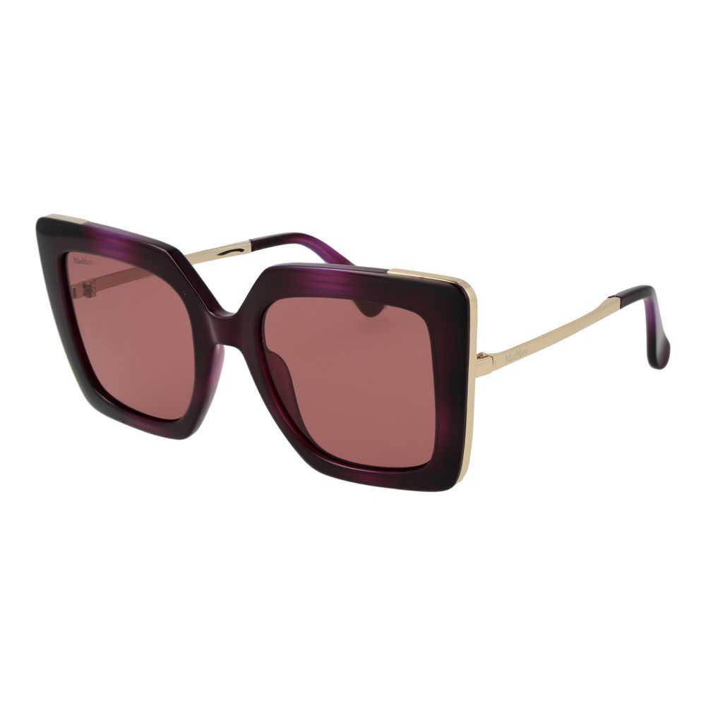 Max Mara Women’s Sunglasses – Purple Square Frame, Pink Lenses