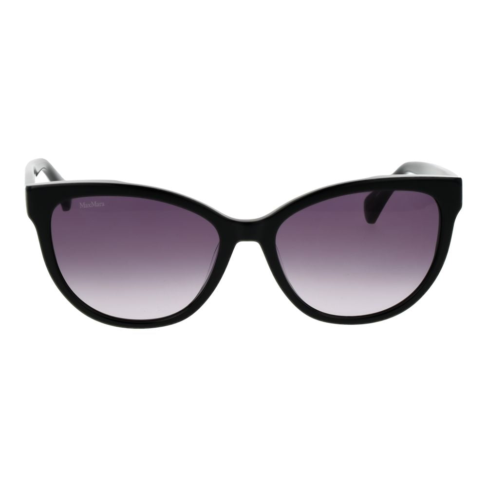 Max Mara Women’s Sunglasses – Black Cat Eye Frame, Purple Gradient Lenses