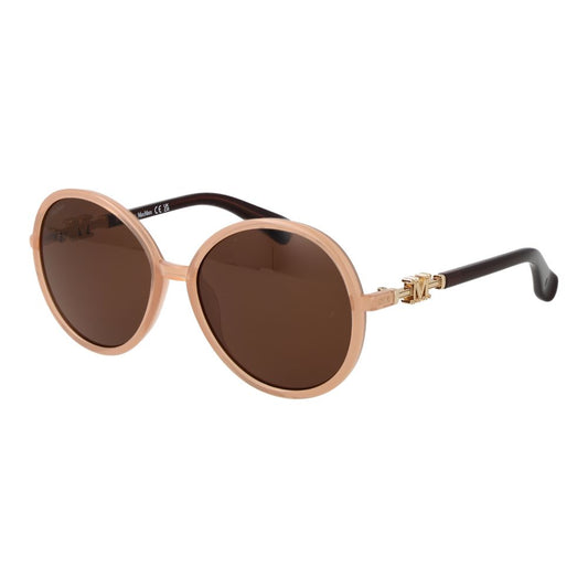 Max Mara Women’s Sunglasses – Beige Round Frame, Brown Lenses