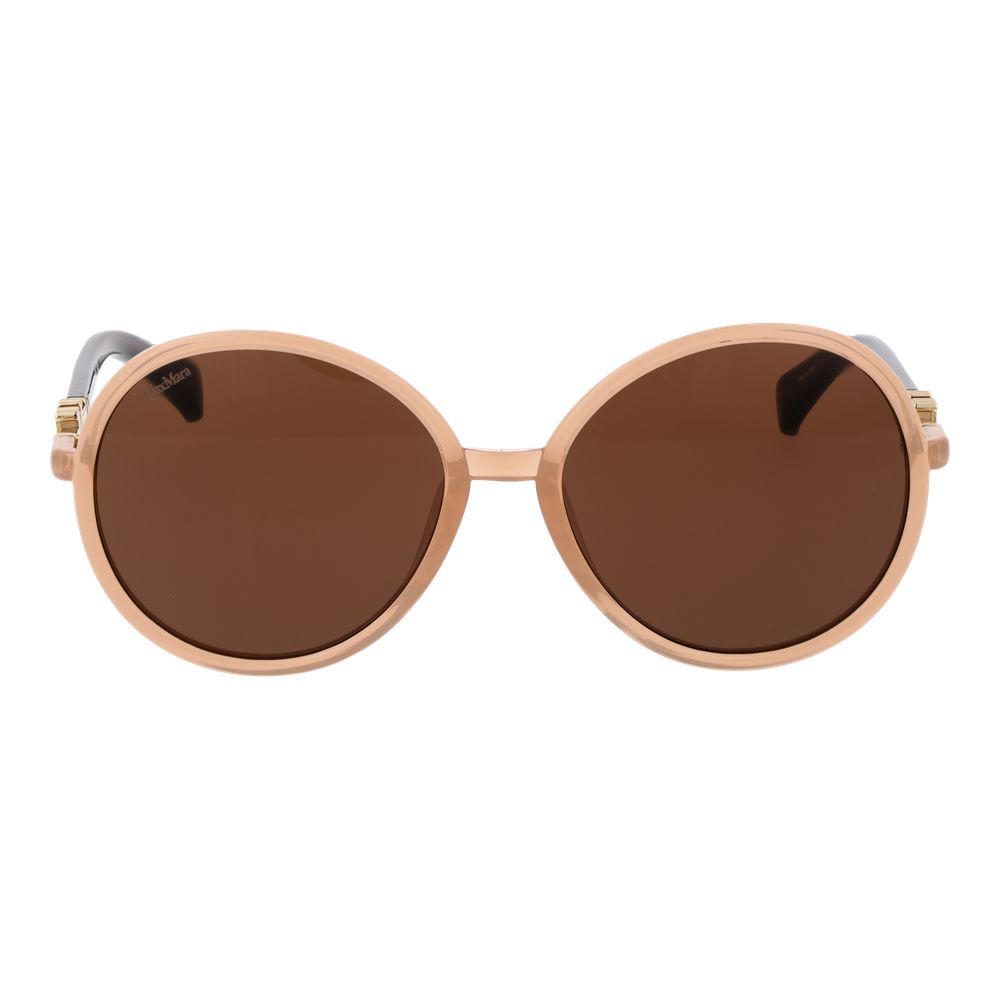 Max Mara Women’s Sunglasses – Beige Round Frame, Brown Lenses