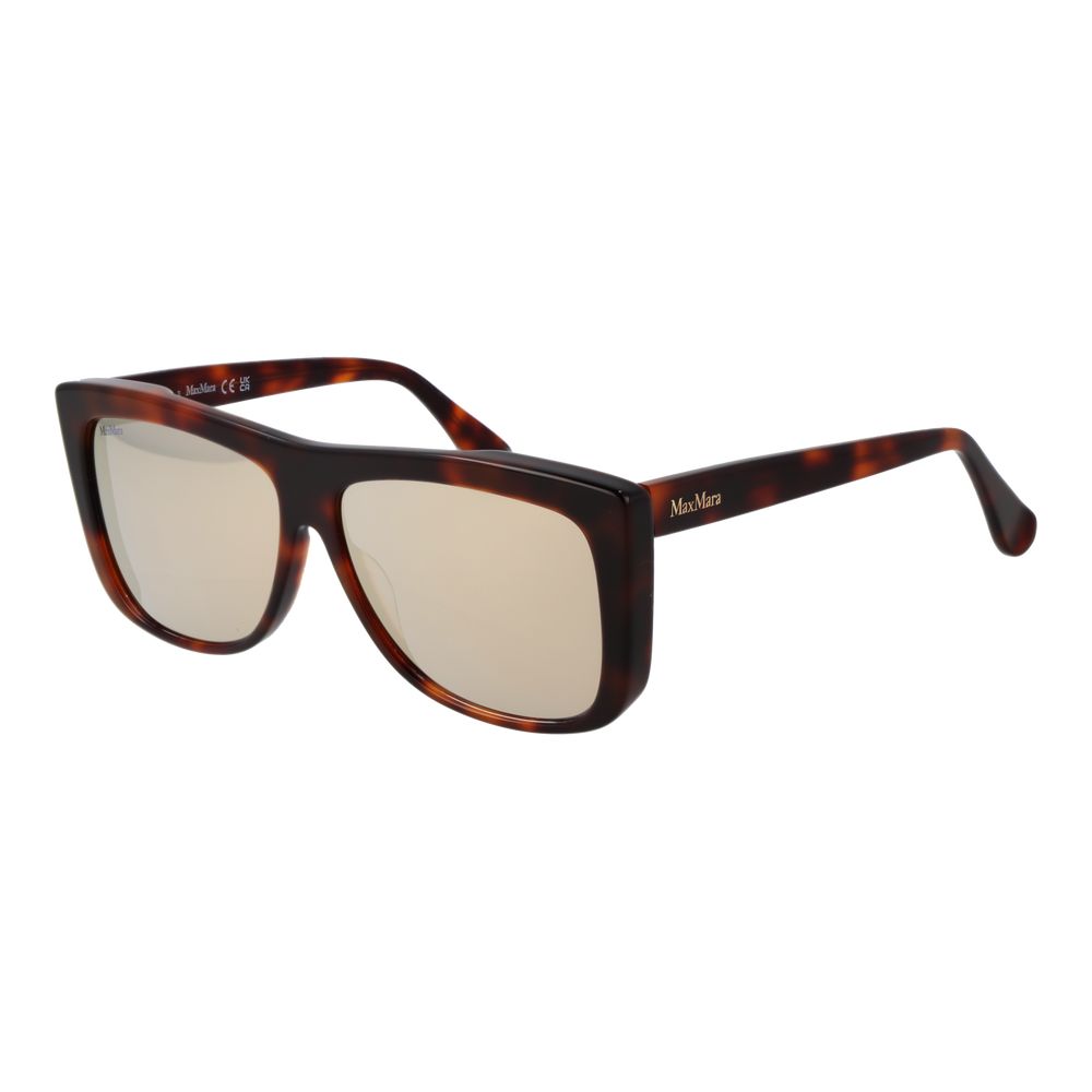 Max Mara Women’s Sunglasses – Brown Full-Rim Frame, Gold Mirrored Lenses