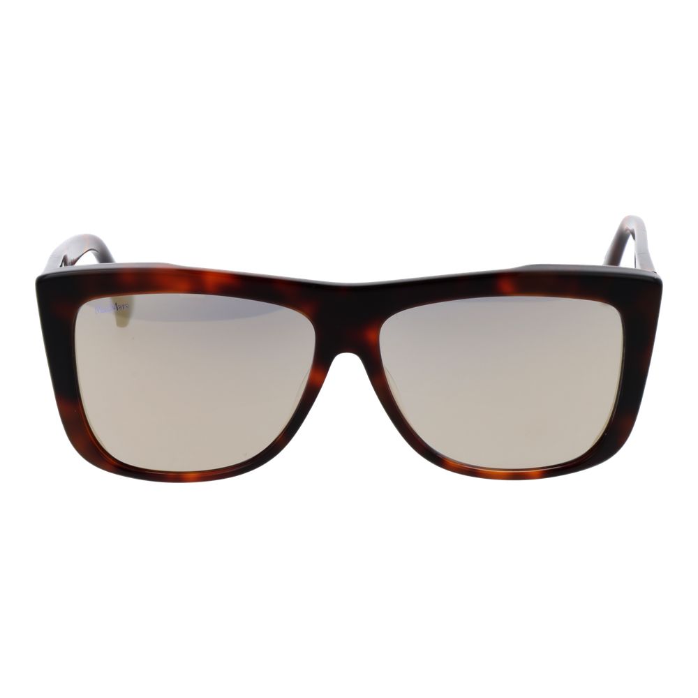 Max Mara Women’s Sunglasses – Brown Full-Rim Frame, Gold Mirrored Lenses