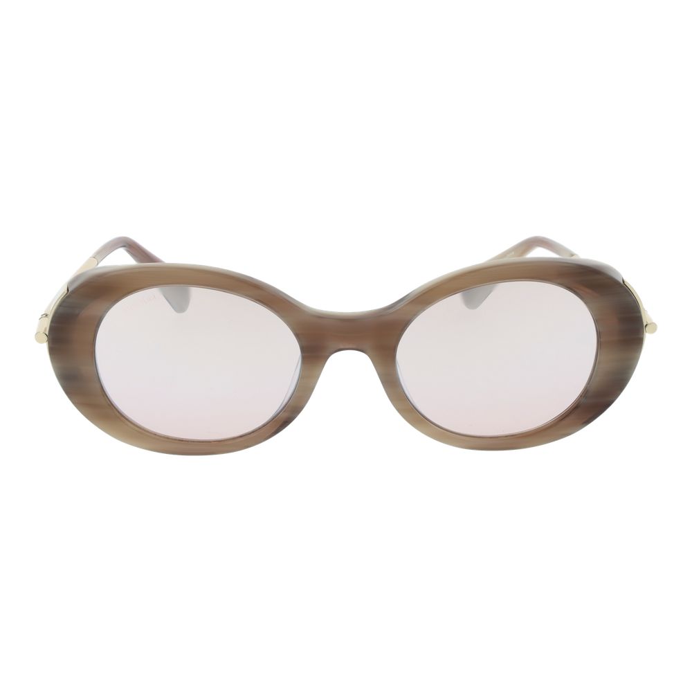 Max Mara Women’s Acetate Sunglasses – Beige Oval Frame, Mirrored Lenses