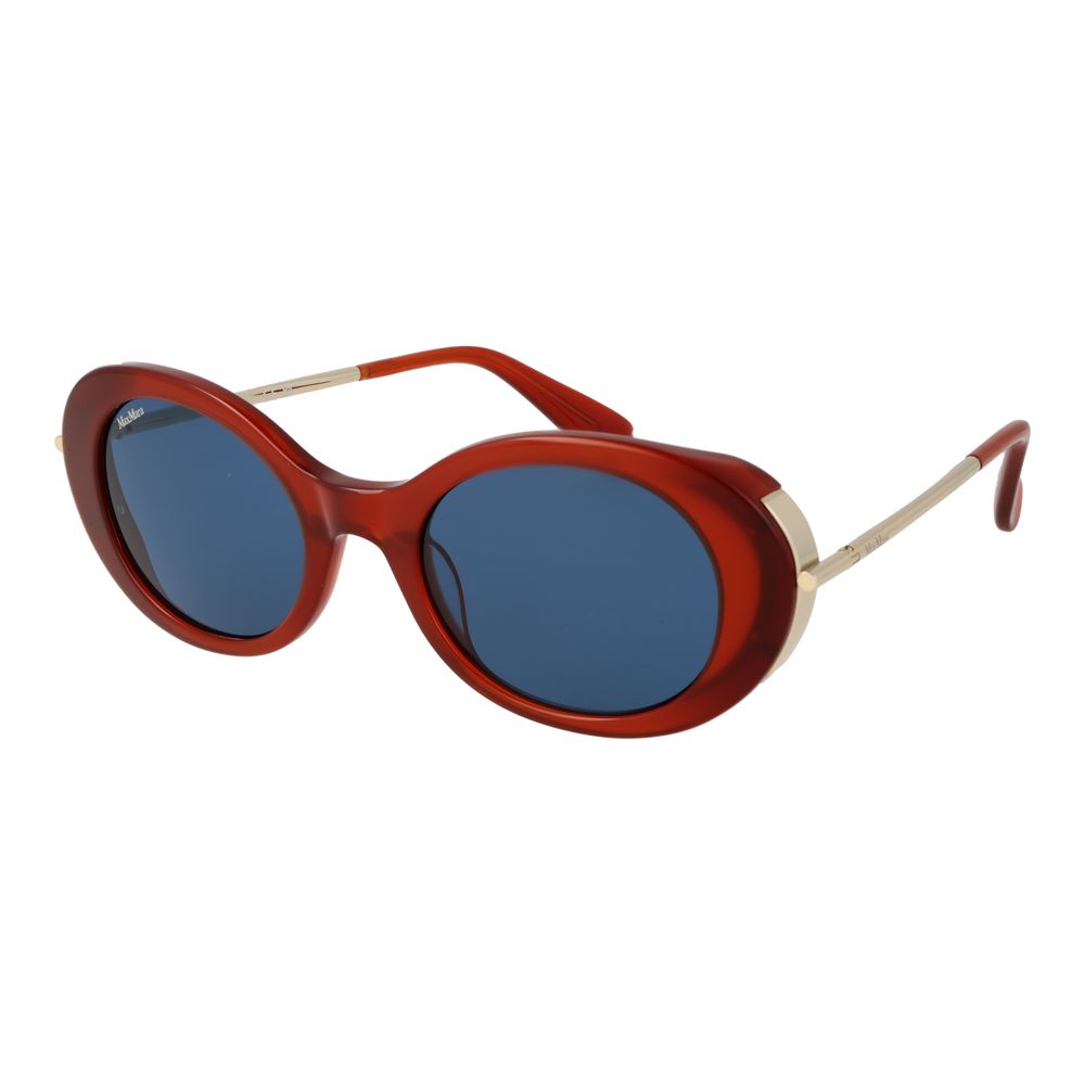 Max Mara Women’s Sunglasses – Red Oval Frame, Blue Lenses
