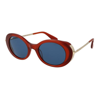 Max Mara Women’s Sunglasses – Red Oval Frame, Blue Lenses