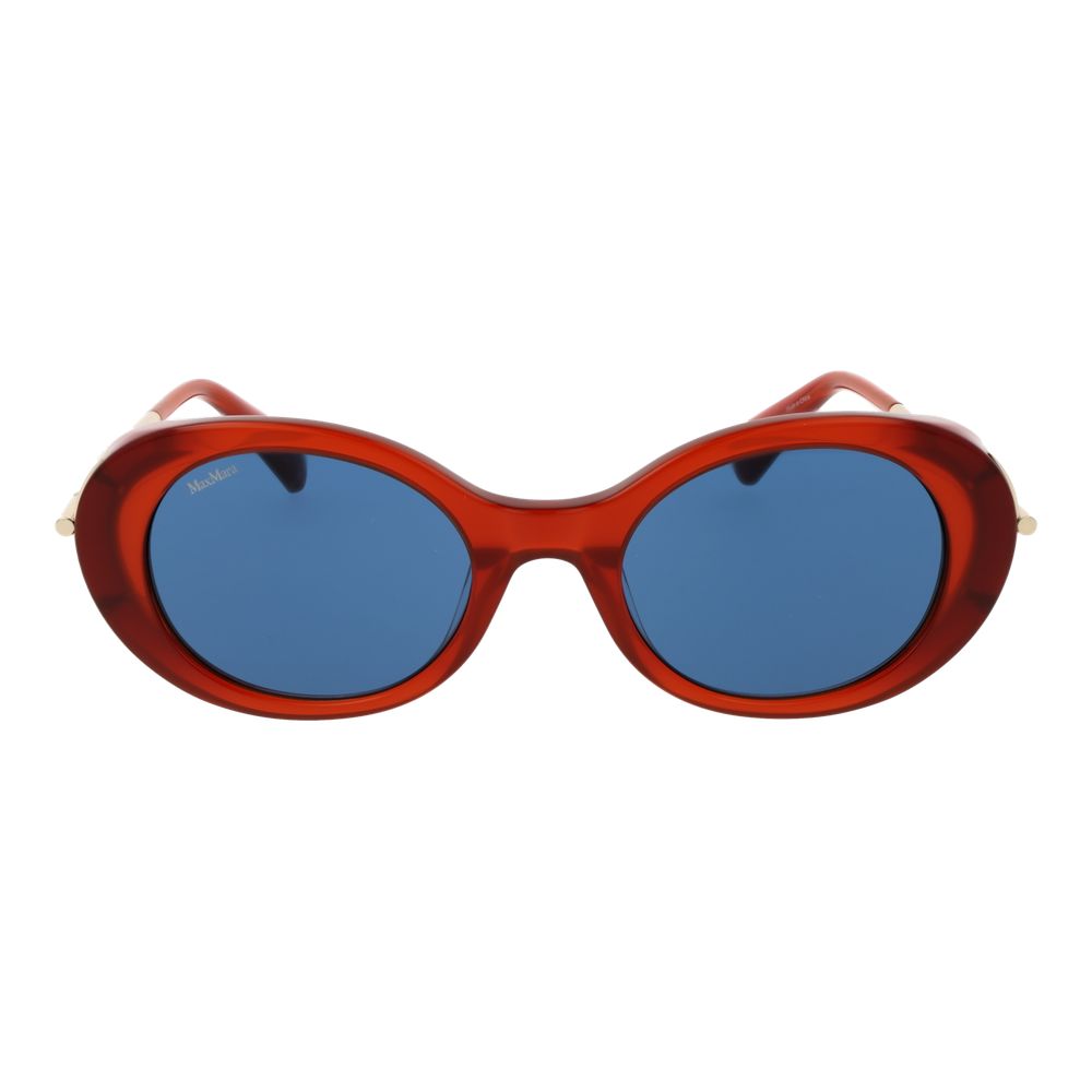 Max Mara Women’s Sunglasses – Red Oval Frame, Blue Lenses