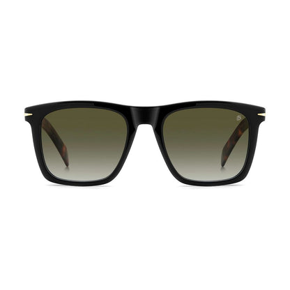 David Beckham Men's Sunglasses – Black Square Frame, Green Gradient Lenses
