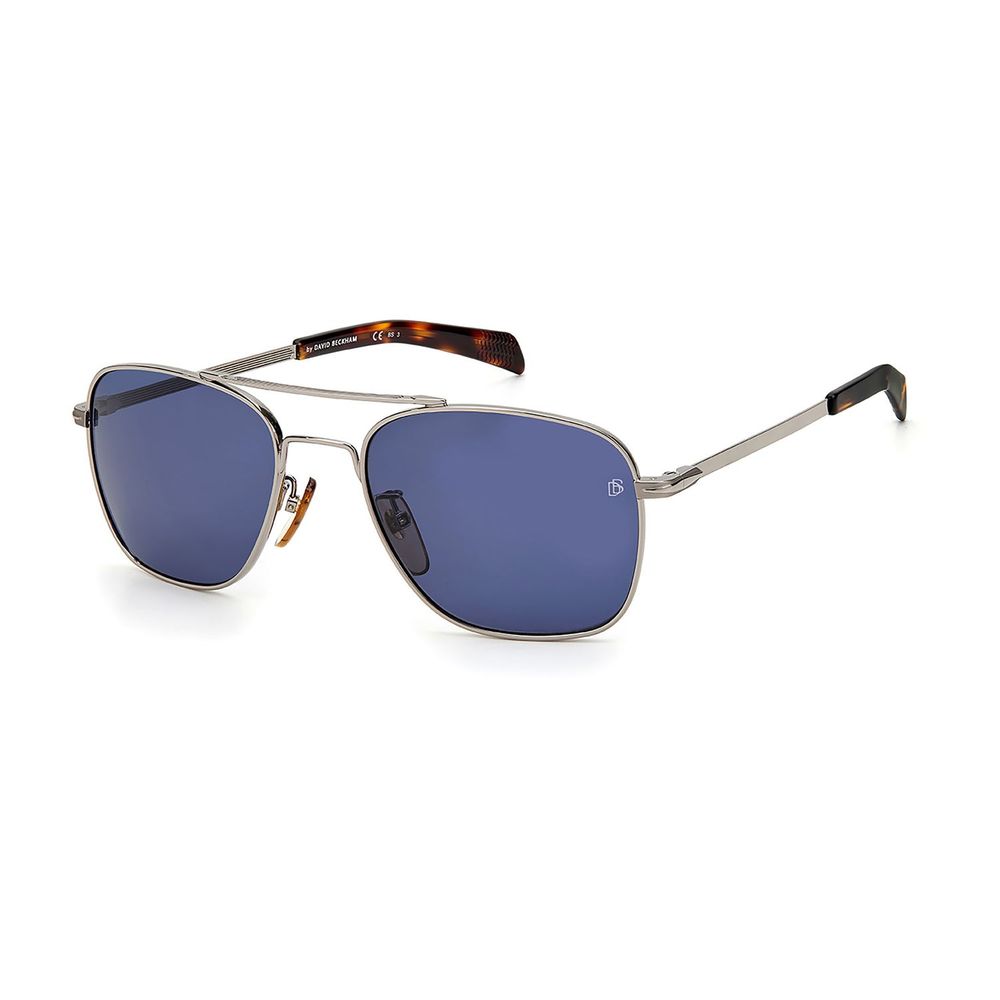 David Beckham Men’s Sunglasses – Gunmetal Square Frame, Blue Lenses