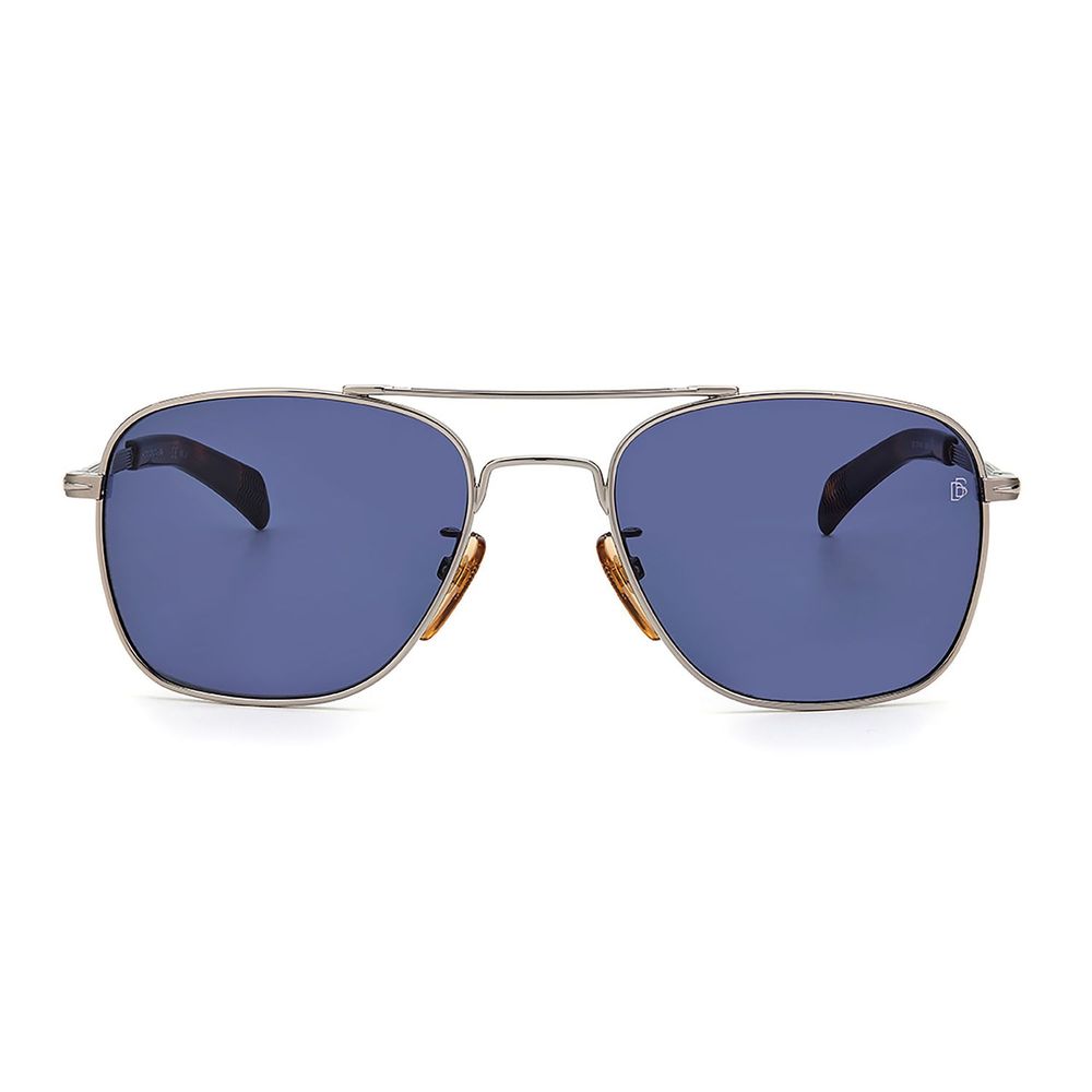 David Beckham Men’s Sunglasses – Gunmetal Square Frame, Blue Lenses