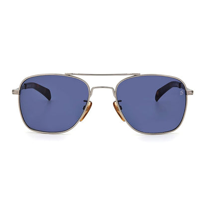 David Beckham Men’s Sunglasses – Gunmetal Square Frame, Blue Lenses