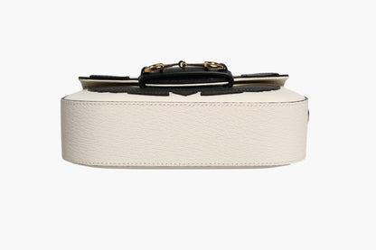 Gucci x Adidas Horsebit 1955 Shoulder Bag White & Black Leather 20cm Preloved Grade A