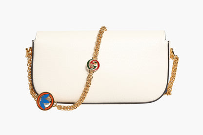 Gucci x Adidas Horsebit 1955 White & Black Calfskin Leather Shoulder Bag Preloved Grade A