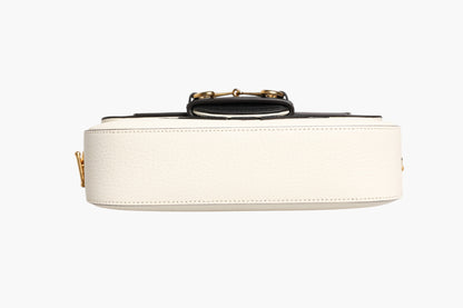 Gucci x Adidas Horsebit 1955 White & Black Calfskin Leather Shoulder Bag Preloved Grade A