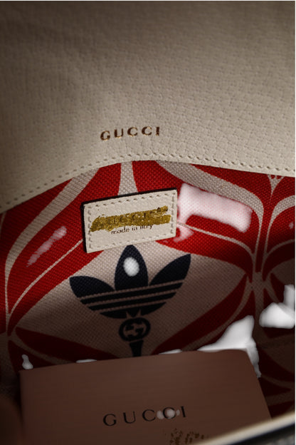 Gucci x Adidas Horsebit 1955 White & Black Calfskin Leather Shoulder Bag Preloved Grade A