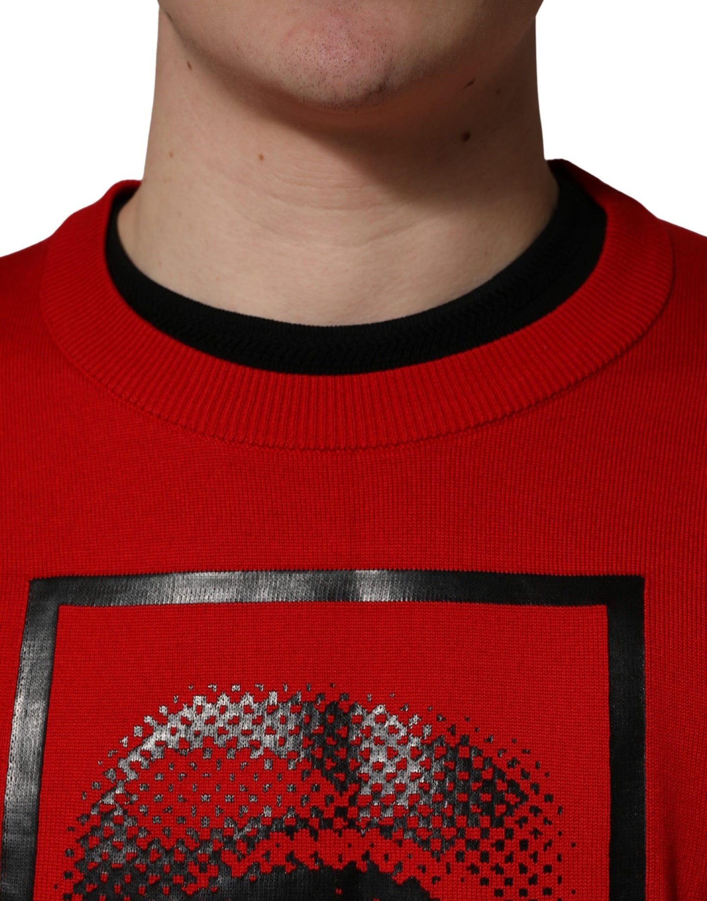 Dolce & Gabbana Red Eye Print Crew Neck Pullover Sweater