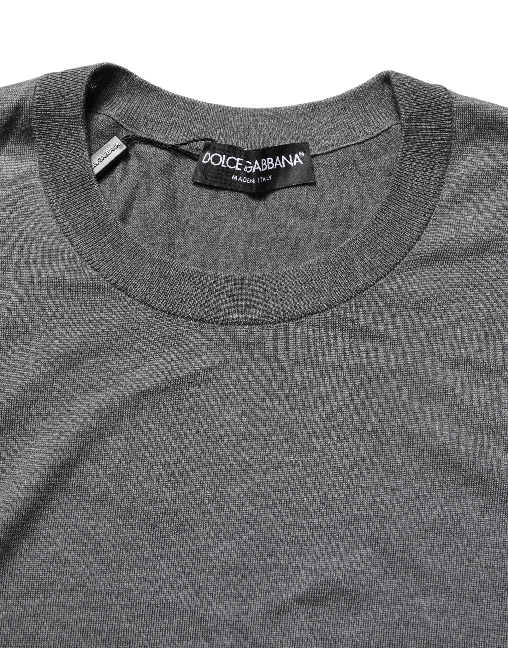 Dolce & Gabbana Gray Long Sleeve Crew Neck Pullover Sweater