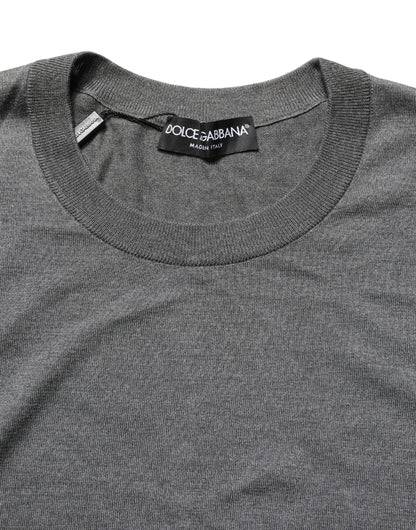 Dolce & Gabbana Gray Long Sleeve Crew Neck Pullover Sweater