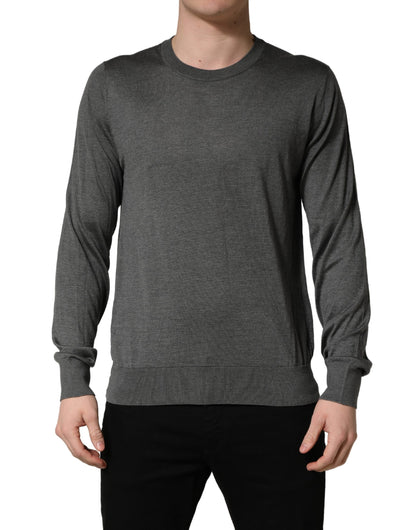 Dolce & Gabbana Gray Long Sleeve Crew Neck Pullover Sweater