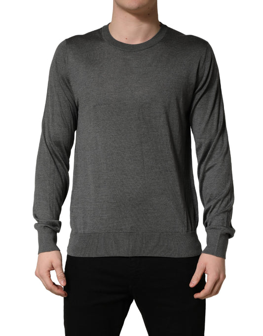 Dolce & Gabbana Gray Long Sleeve Crew Neck Pullover Sweater