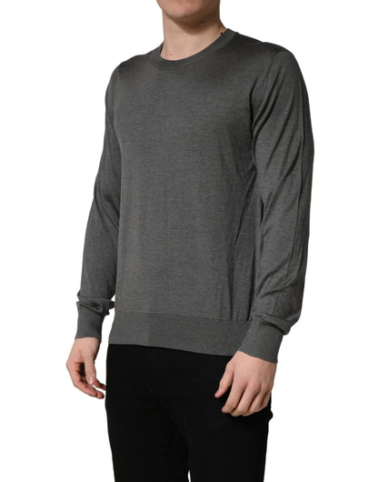 Dolce & Gabbana Gray Long Sleeve Crew Neck Pullover Sweater