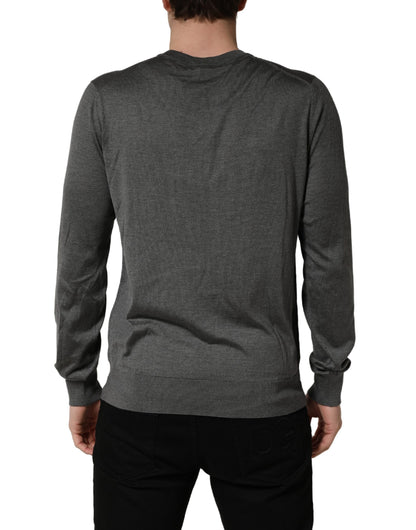Dolce & Gabbana Gray Long Sleeve Crew Neck Pullover Sweater