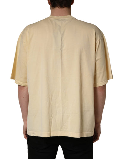 Dolce & Gabbana Yellow Logo Print Cotton Crew Neck T-shirt