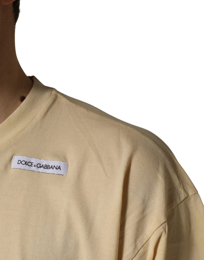 Dolce & Gabbana Yellow Logo Print Cotton Crew Neck T-shirt