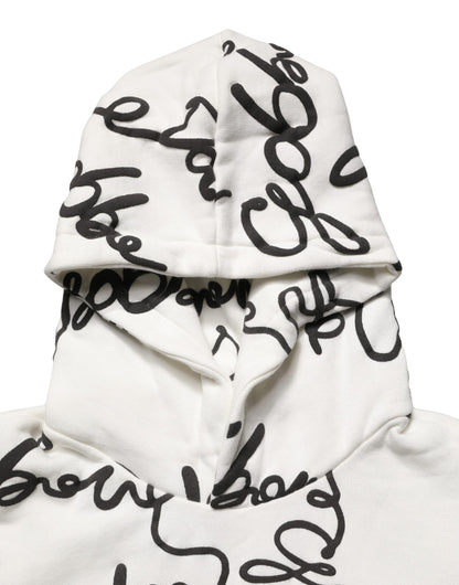 Dolce & Gabbana White Script Logo Print Cotton Sweatshirt Sweater