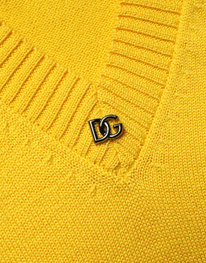Dolce & Gabbana Wool Knitted V-Neck Pullover in Yellow