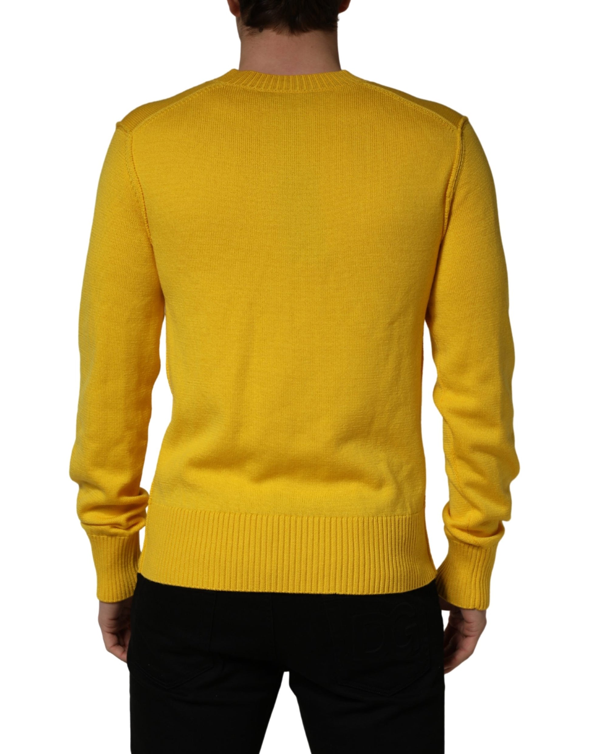 Dolce & Gabbana Wool Knitted V-Neck Pullover in Yellow