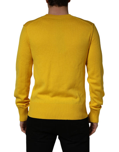 Dolce & Gabbana Wool Knitted V-Neck Pullover in Yellow