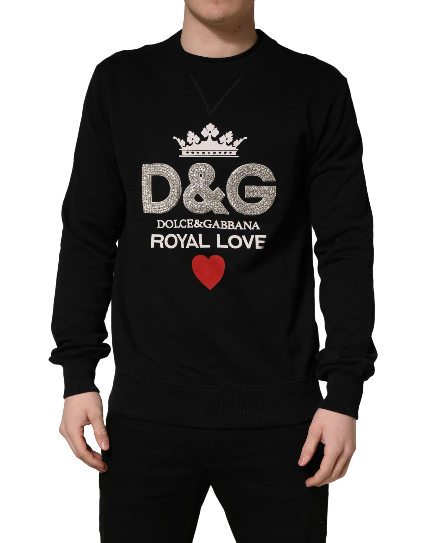 Dolce & Gabbana Black Embellished Cotton Sweatshirt