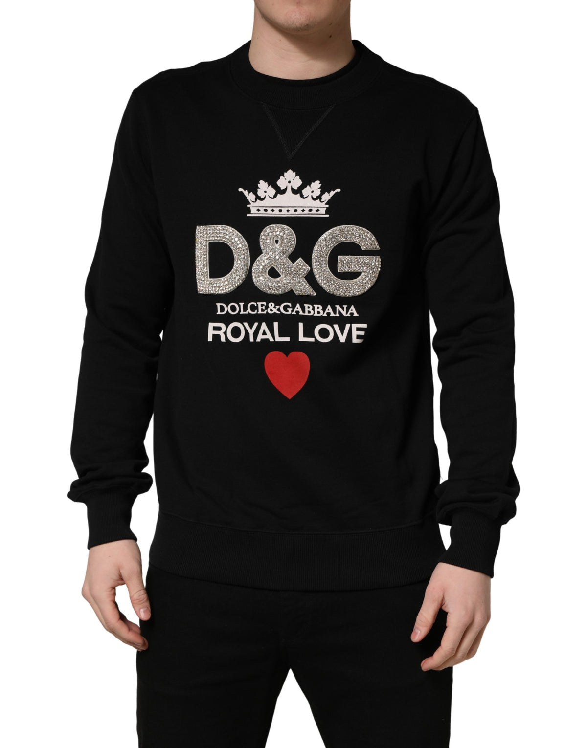 Dolce & Gabbana Black Embellished Cotton Sweatshirt