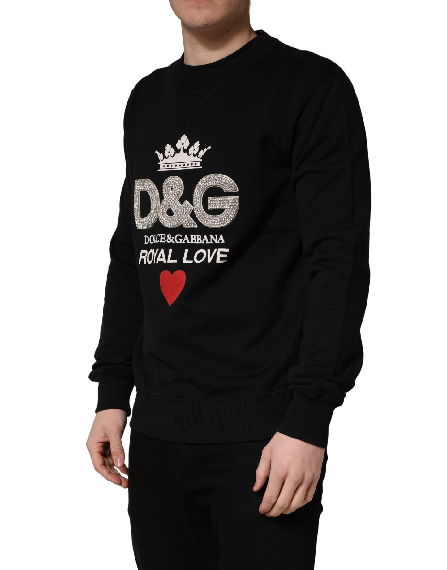 Dolce & Gabbana Black Embellished Cotton Sweatshirt