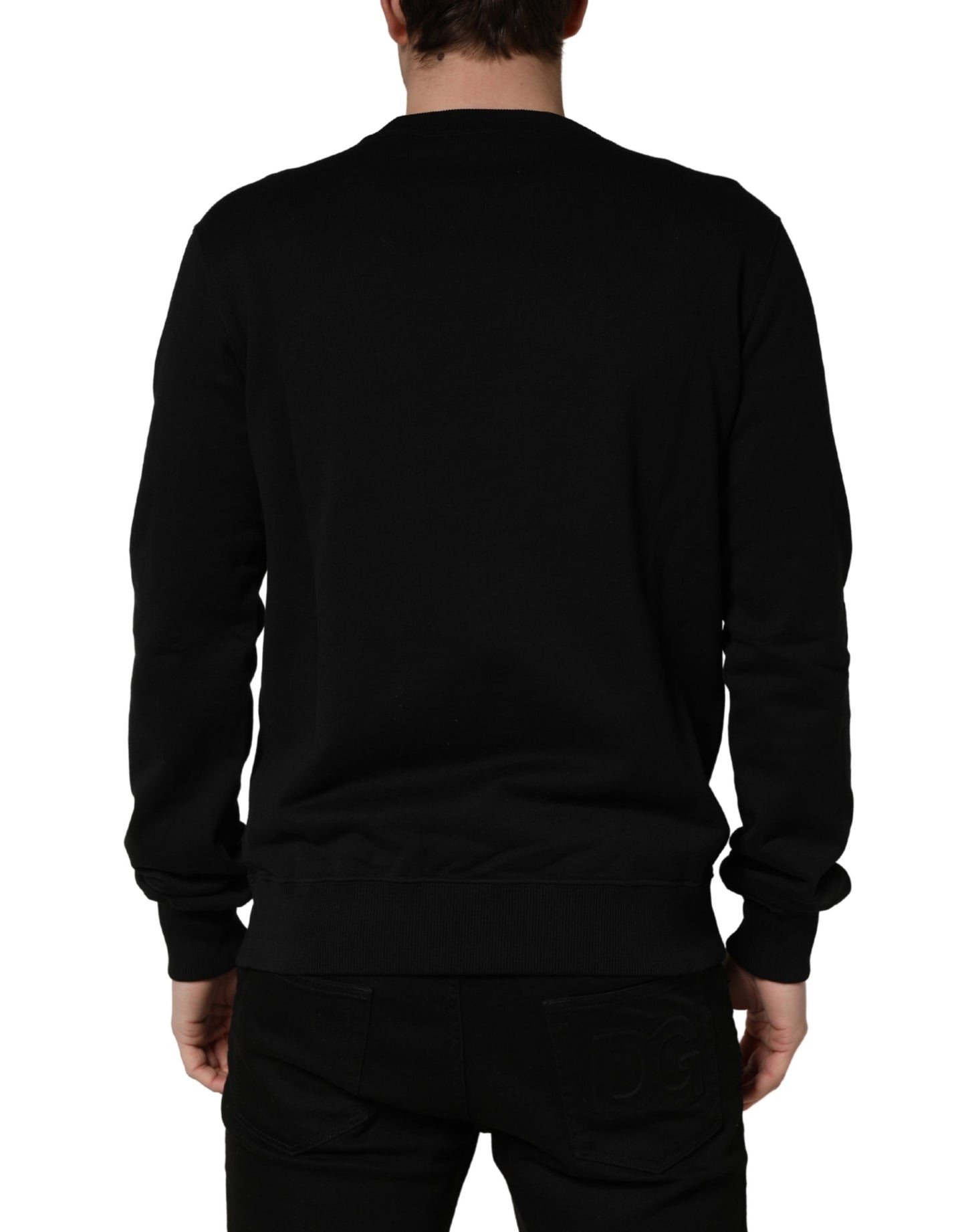 Dolce & Gabbana Black Embellished Cotton Sweatshirt