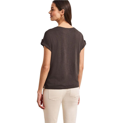 Street One Brown Cotton T-Shirt with Decorative Buttons