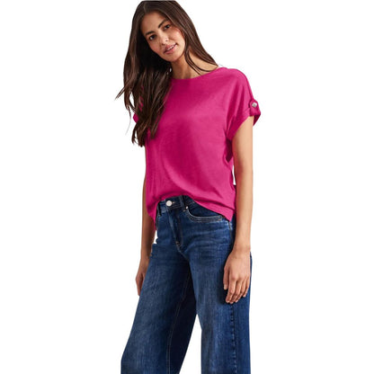 Street One Pink Cotton T-Shirt with Decorative Buttons