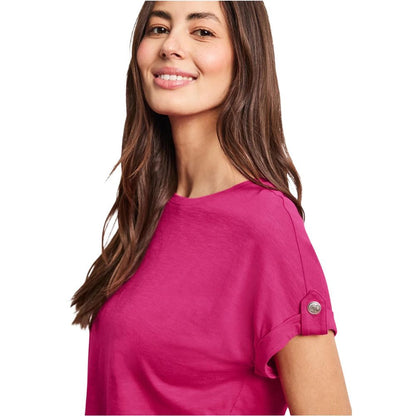 Street One Pink Cotton T-Shirt with Decorative Buttons