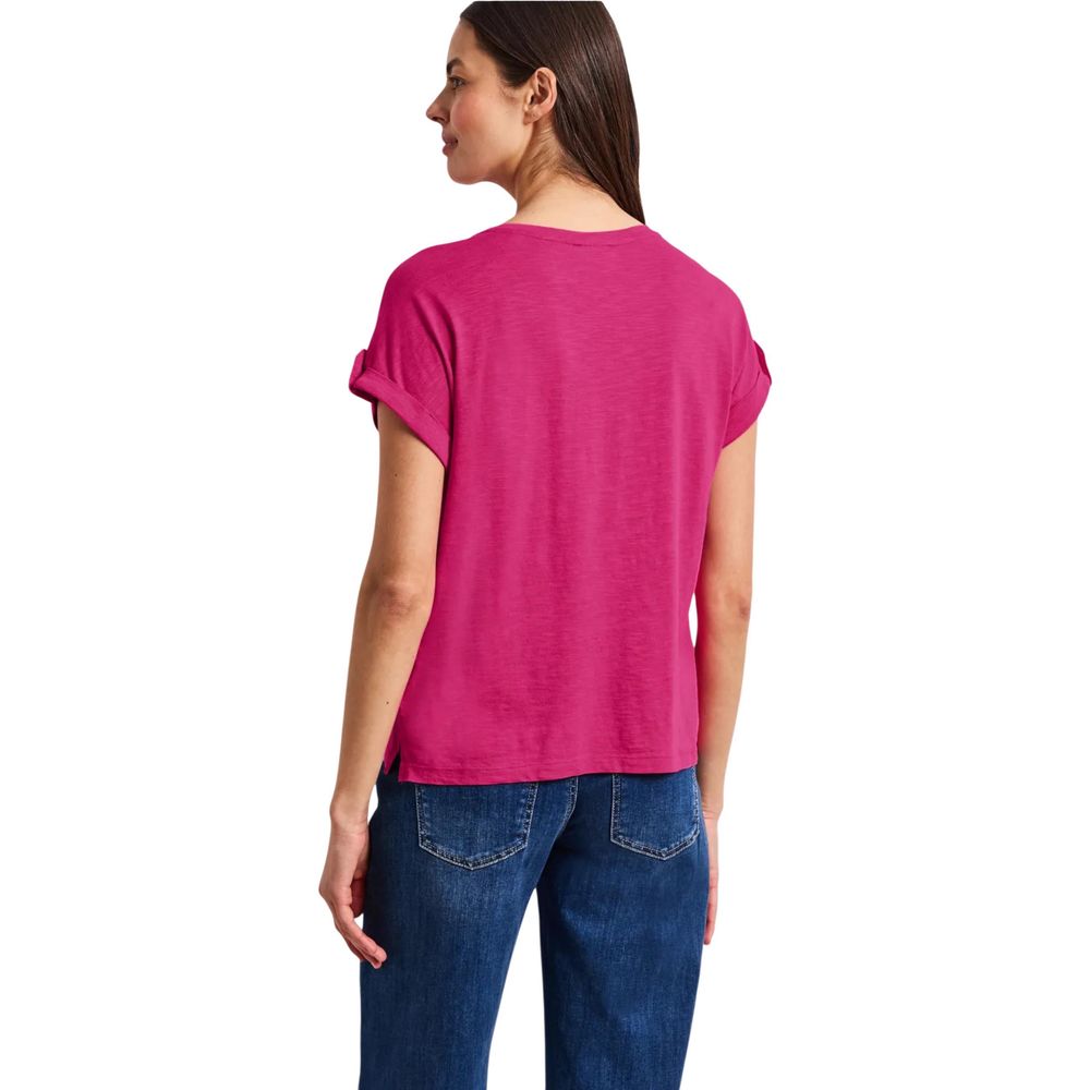 Street One Pink Cotton T-Shirt with Decorative Buttons