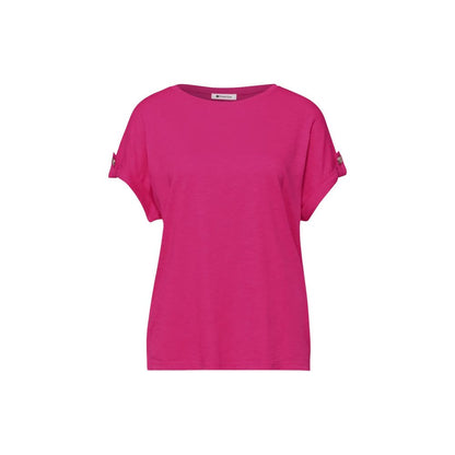 Street One Pink Cotton T-Shirt with Decorative Buttons