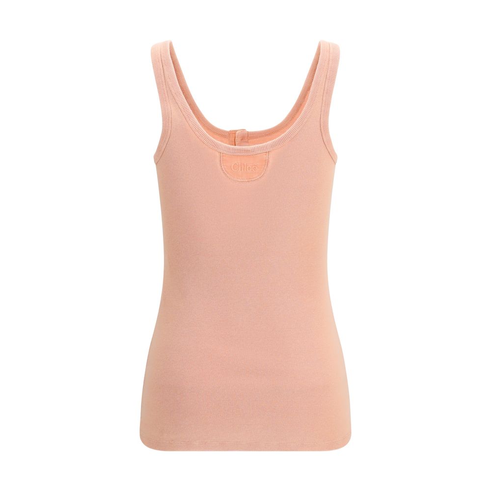Chloé Peach Pink Cotton Henley Tank Top