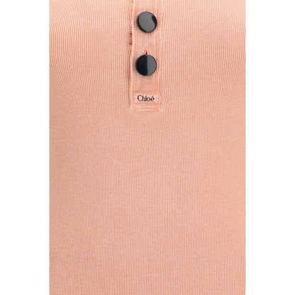 Chloé Peach Pink Cotton Henley Tank Top